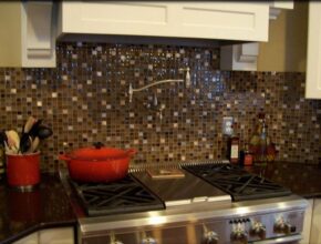 Black Glass Mosaic Tile Backsplash